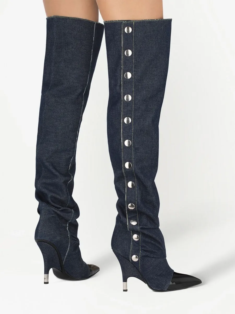 Harper denim knee-high boots 7