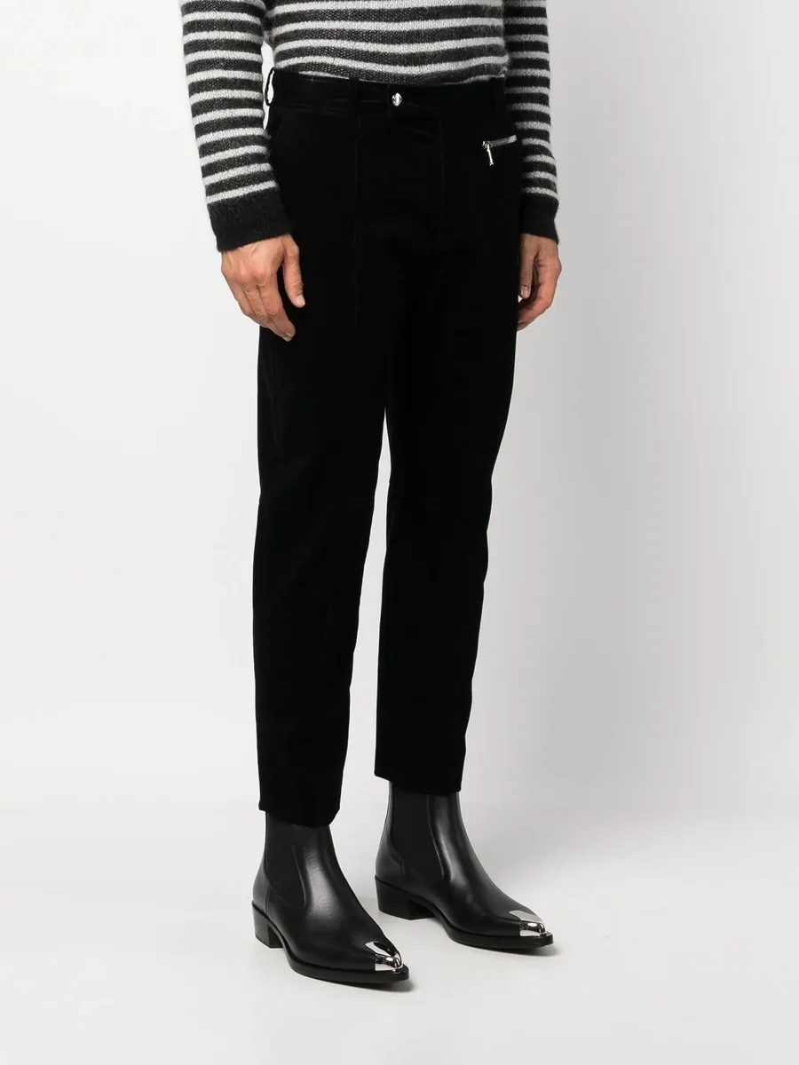 tapered-leg suede cropped trousers 5