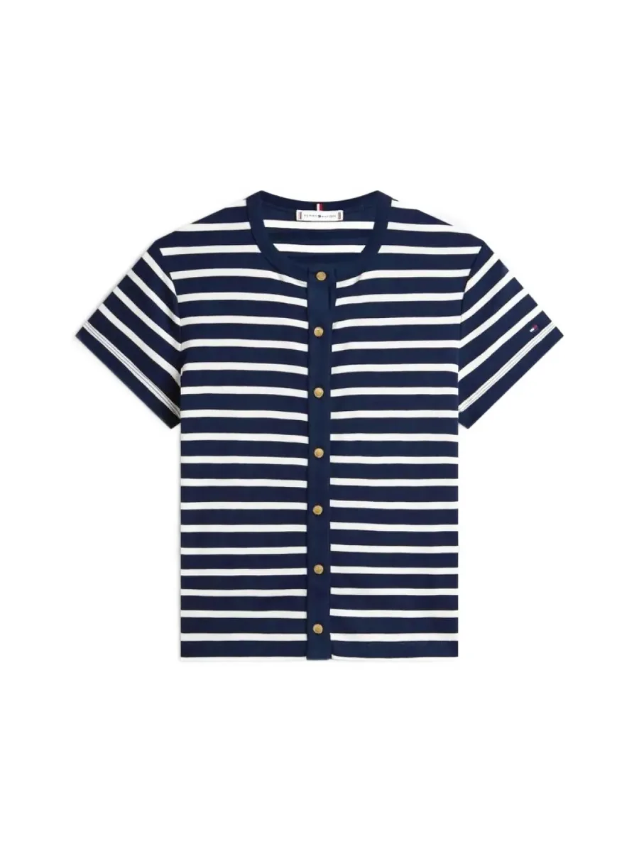 striped button-down T-shirt 2