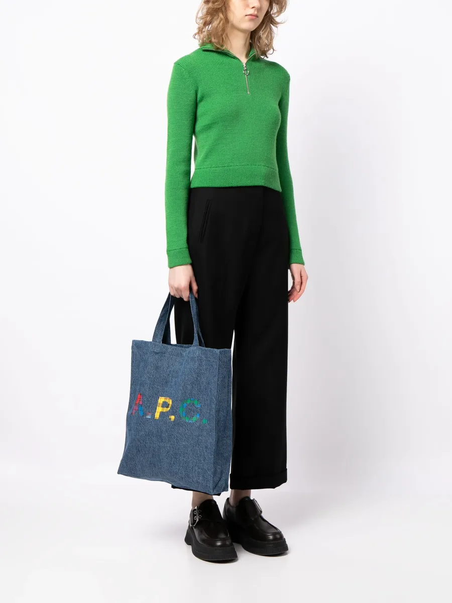 logo-print denim tote bag 3