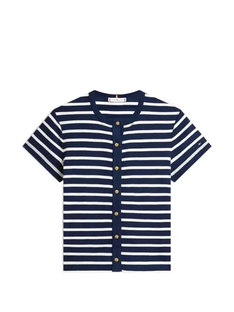 striped button-down T-shirt