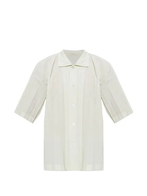 pleated short-sleeve shirt
