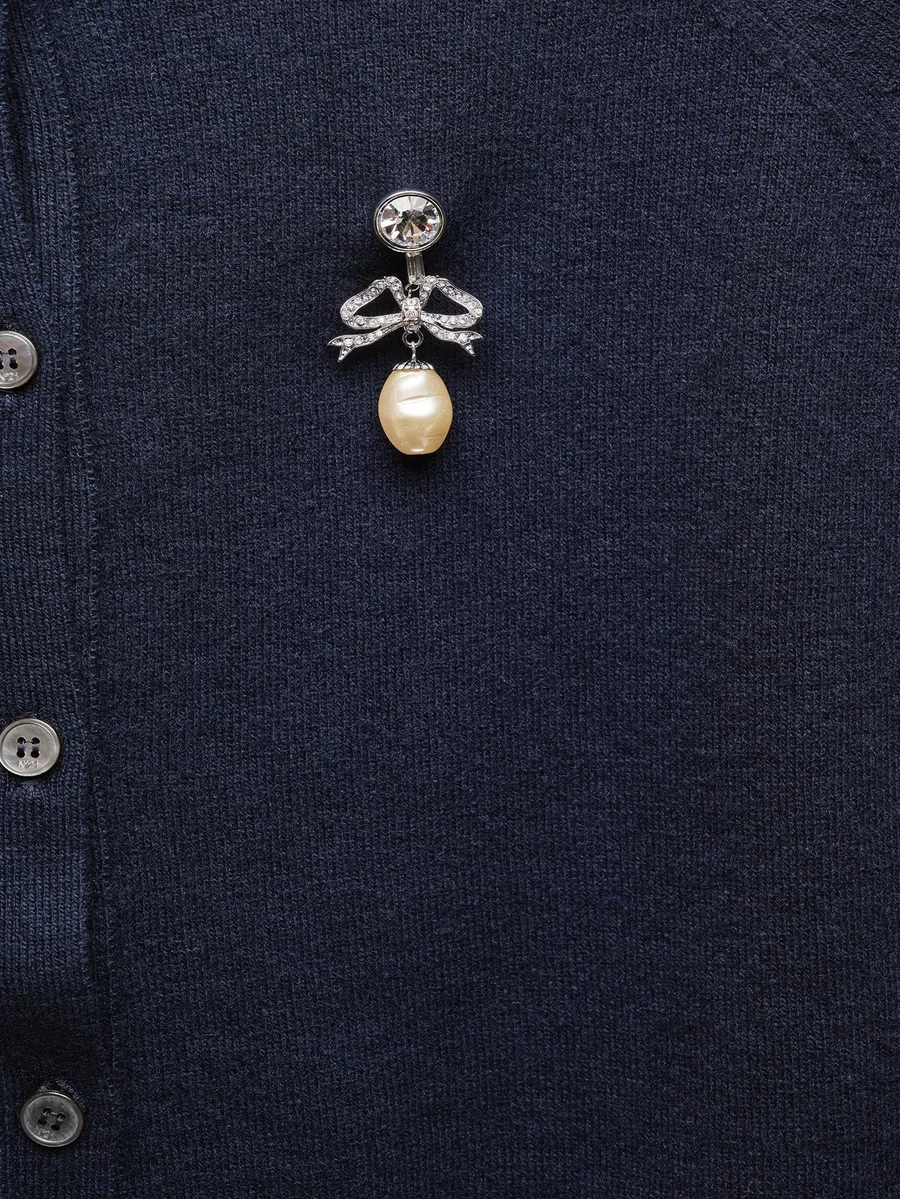 pearl-brooch wool cardigan 3