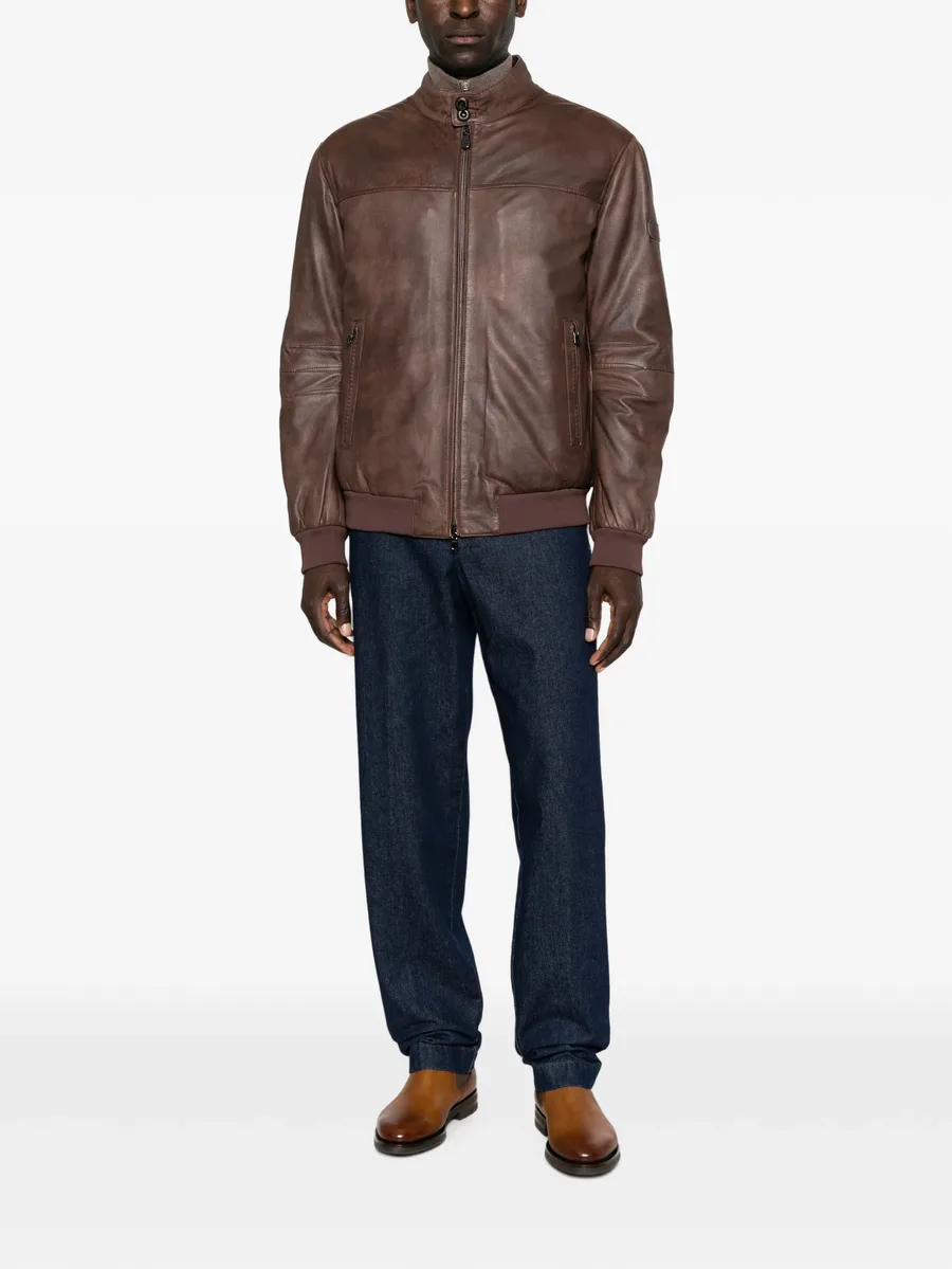 Fionia zip-up leather jacket 2