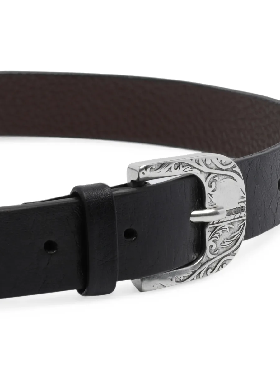engraved-buckle leather belt 2