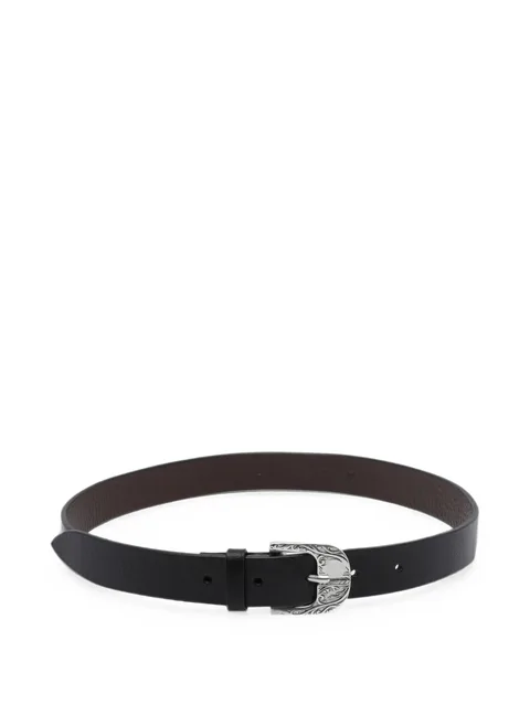 engraved-buckle leather belt