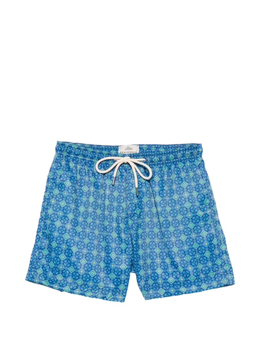 geometric-print drawstring swim shorts 1