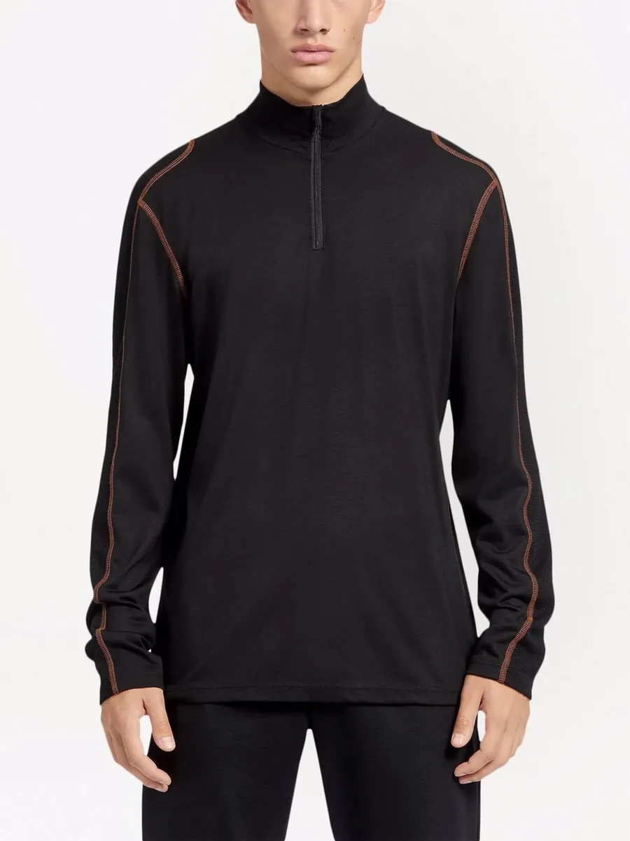 contrast-stitching wool long-sleeved top 3