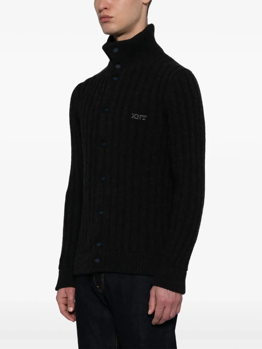 logo-embroidered wool cardigan 6