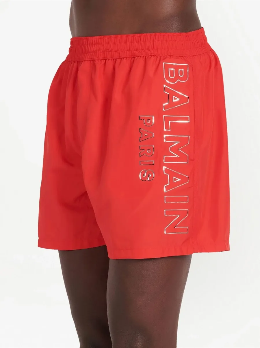metallic-logo swim shorts 9