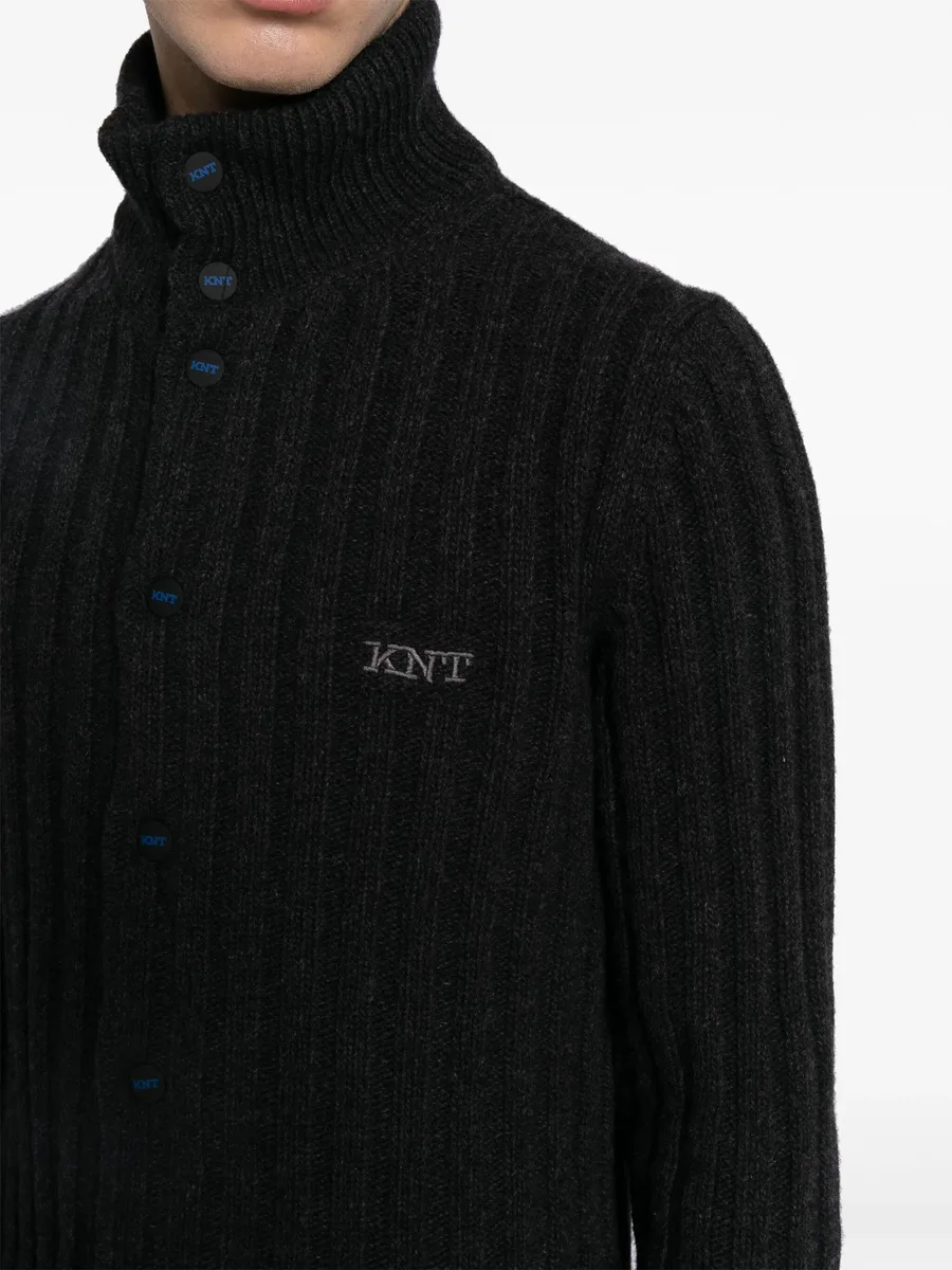 logo-embroidered wool cardigan 10