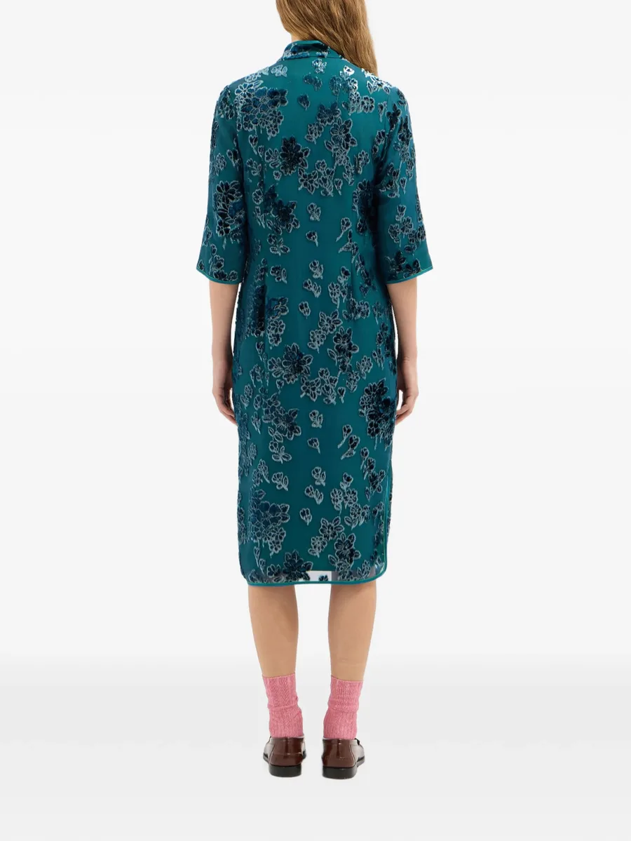 VEFIO floral-velvet midi dress 3