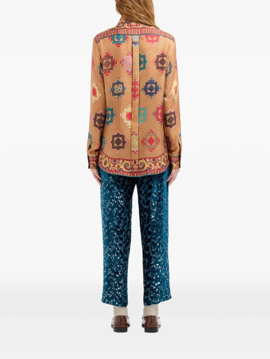 Aloe geometric-print silk shirt 4