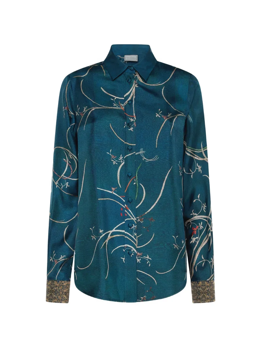 Aloe botanical-print silk shirt 1