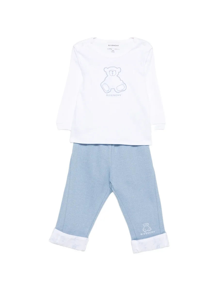 teddy bear-print herringbone babywear set (set of three) 2