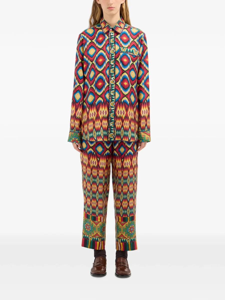 Aloe geometric-print silk shirt 2