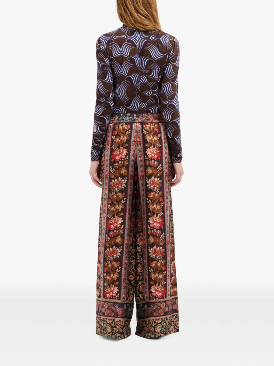 Aloe floral-print silk palazzo pants 4