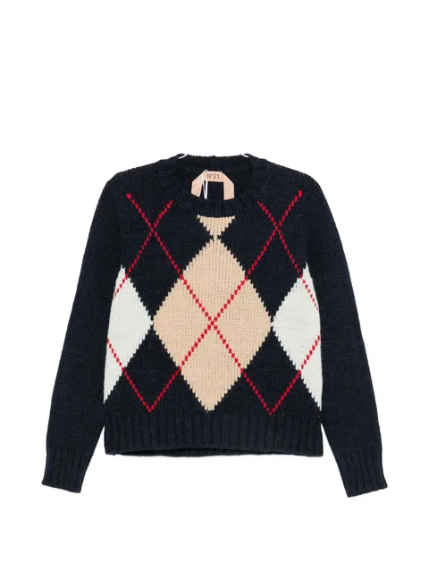 argyle knit sweater