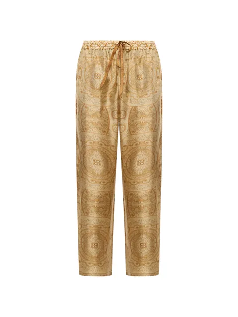 Aloe baroque-pattern straight-leg trousers