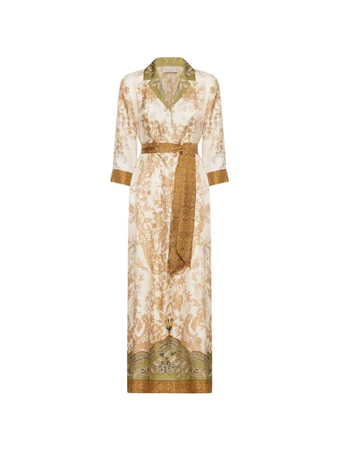 Aloe floral-print silk maxi shirt dress