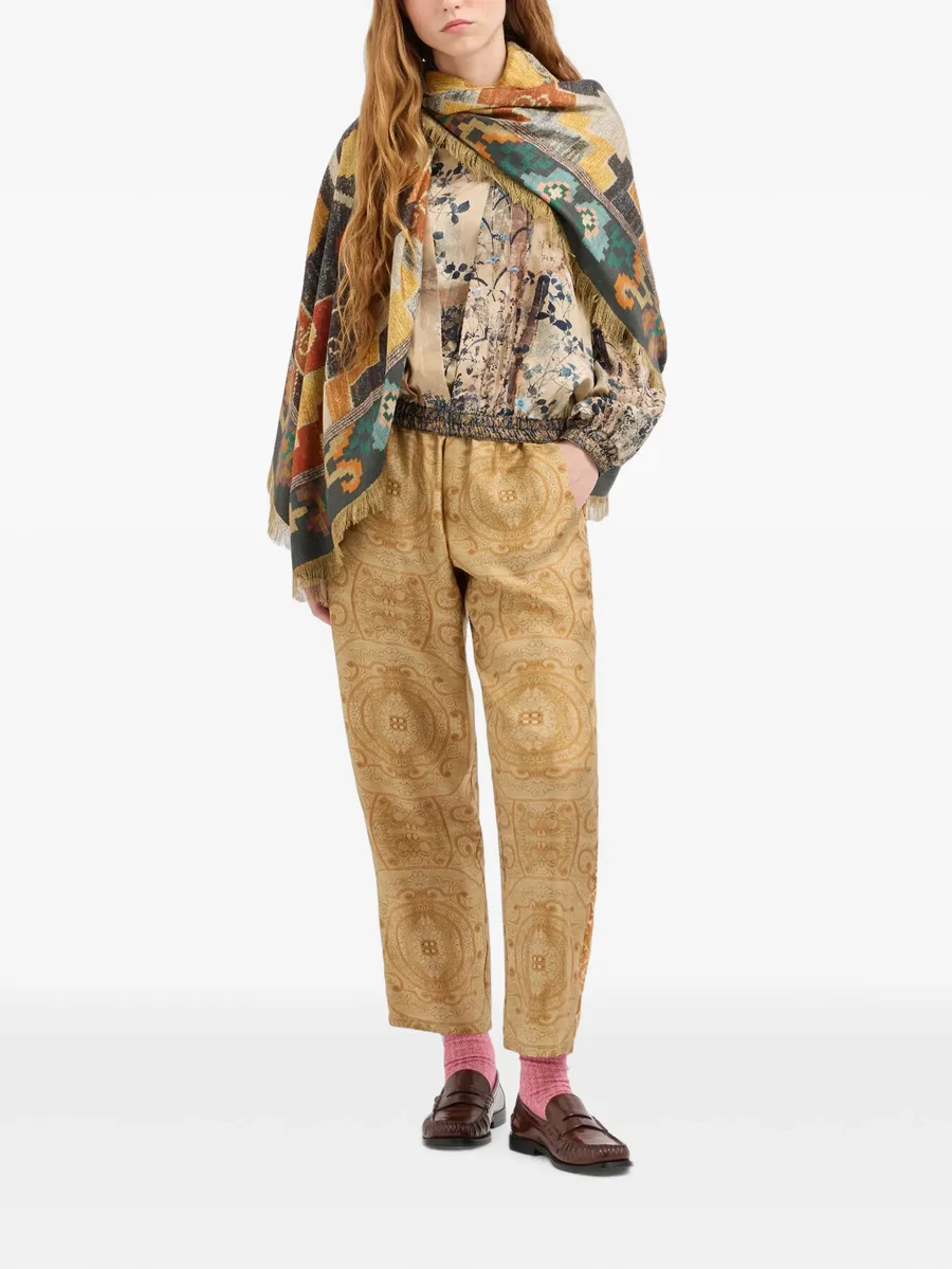 Aloe baroque-pattern straight-leg trousers 3