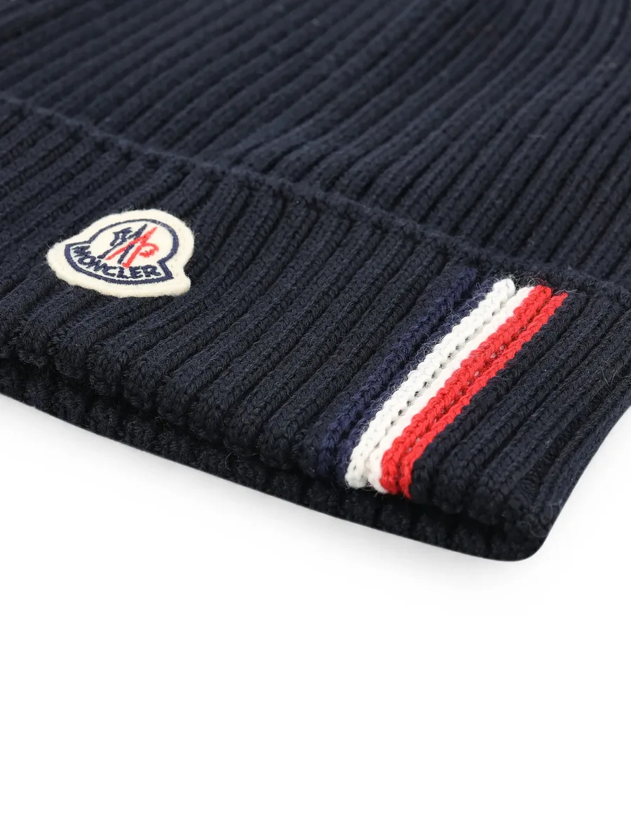 logo-patch ribbed-knit set beanie hat and scarf 4