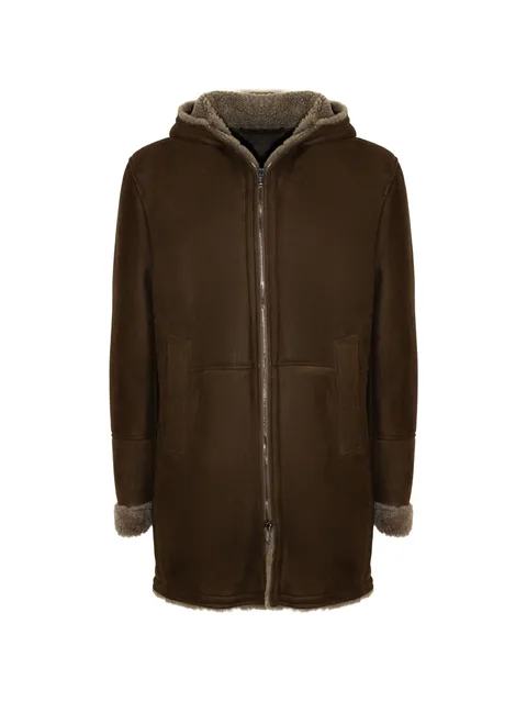 hooded fur-trimmed coat