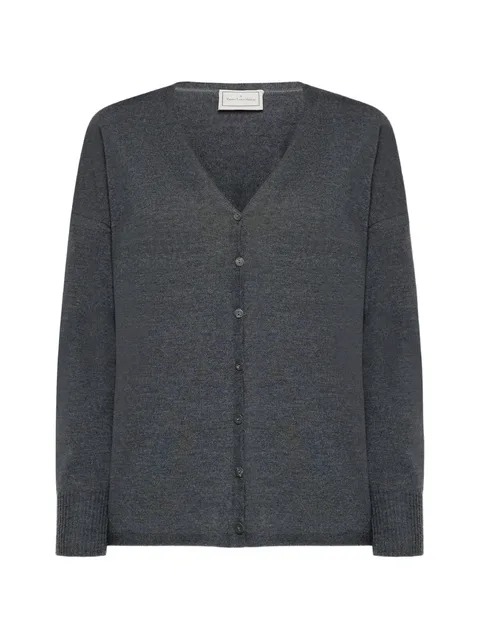 Tricot landscape-print V-neck cardigan