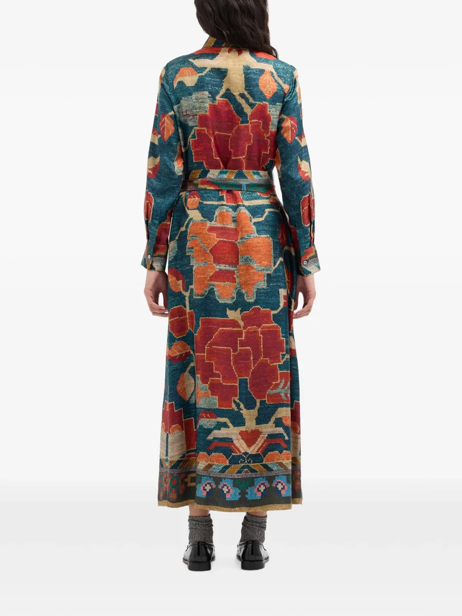 Aloe belted tapestry-print maxi shirt dress 3