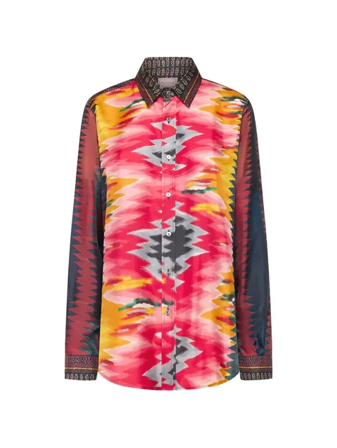 Aloe geometric-print silk shirt
