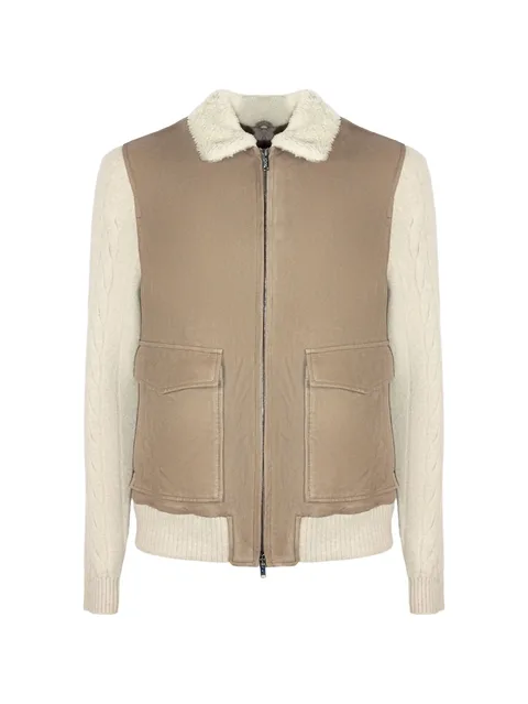 Arena cable-knit suede jacket