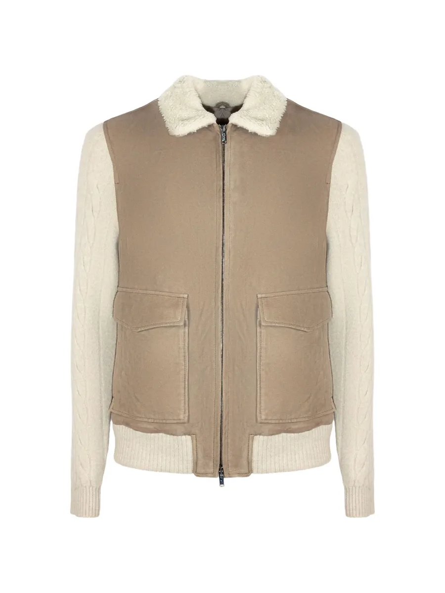 Arena cable-knit suede jacket 1