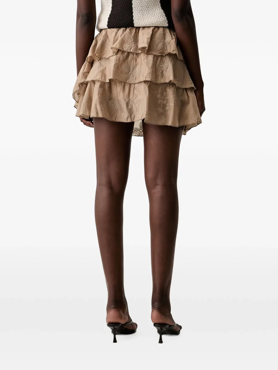 embroidered ruffled mini skirt 3