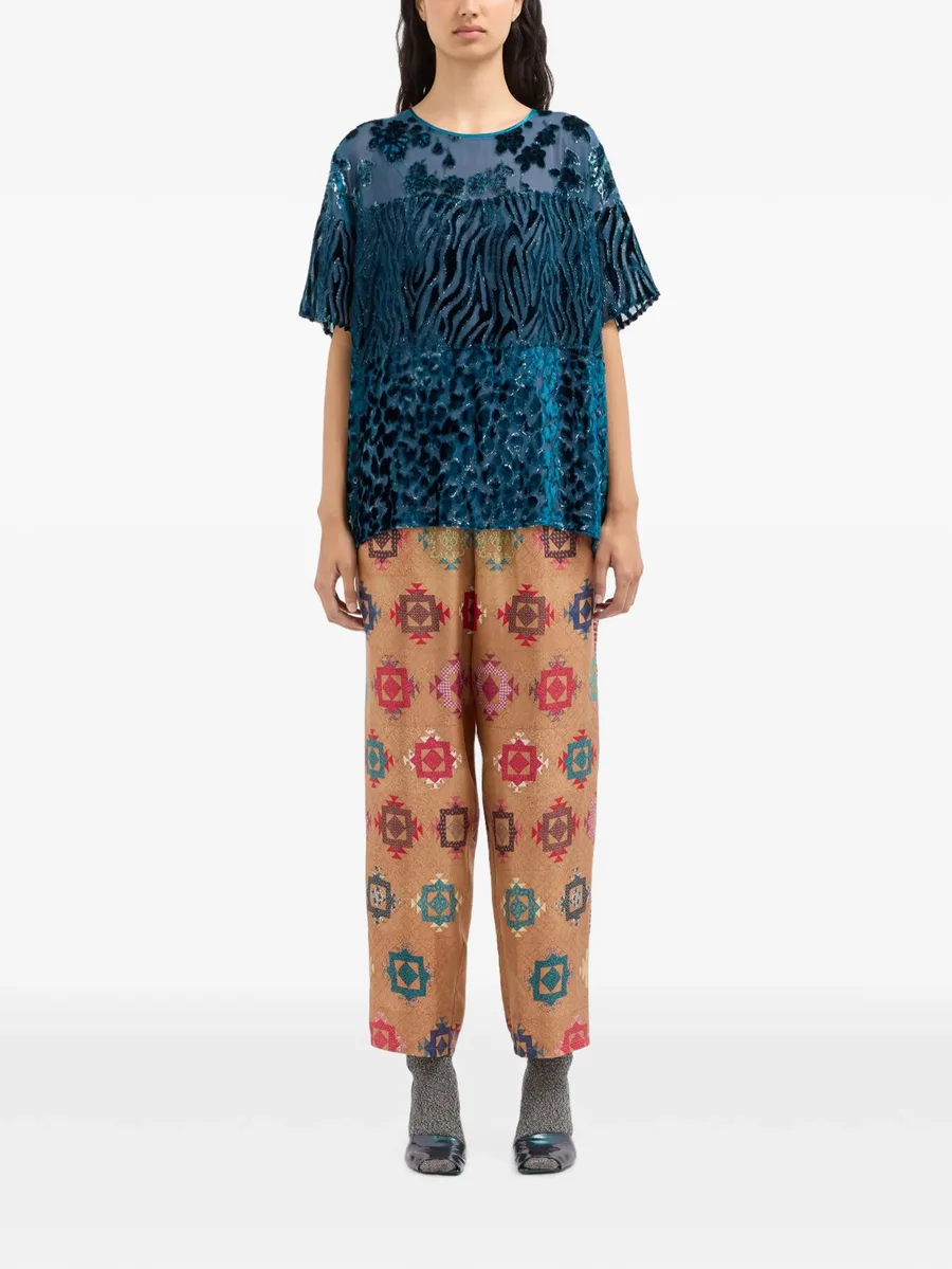 mixed-pattern devoré T-shirt 2