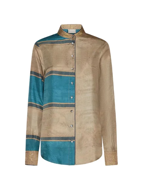 stripe-motif silk shirt