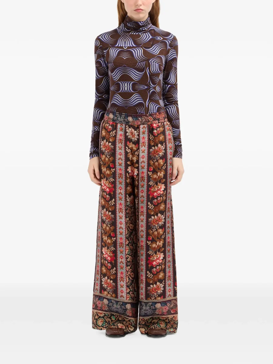 Aloe floral-print silk palazzo pants 3
