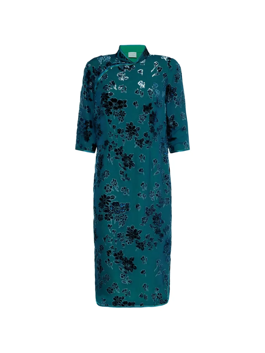 VEFIO floral-velvet midi dress 1