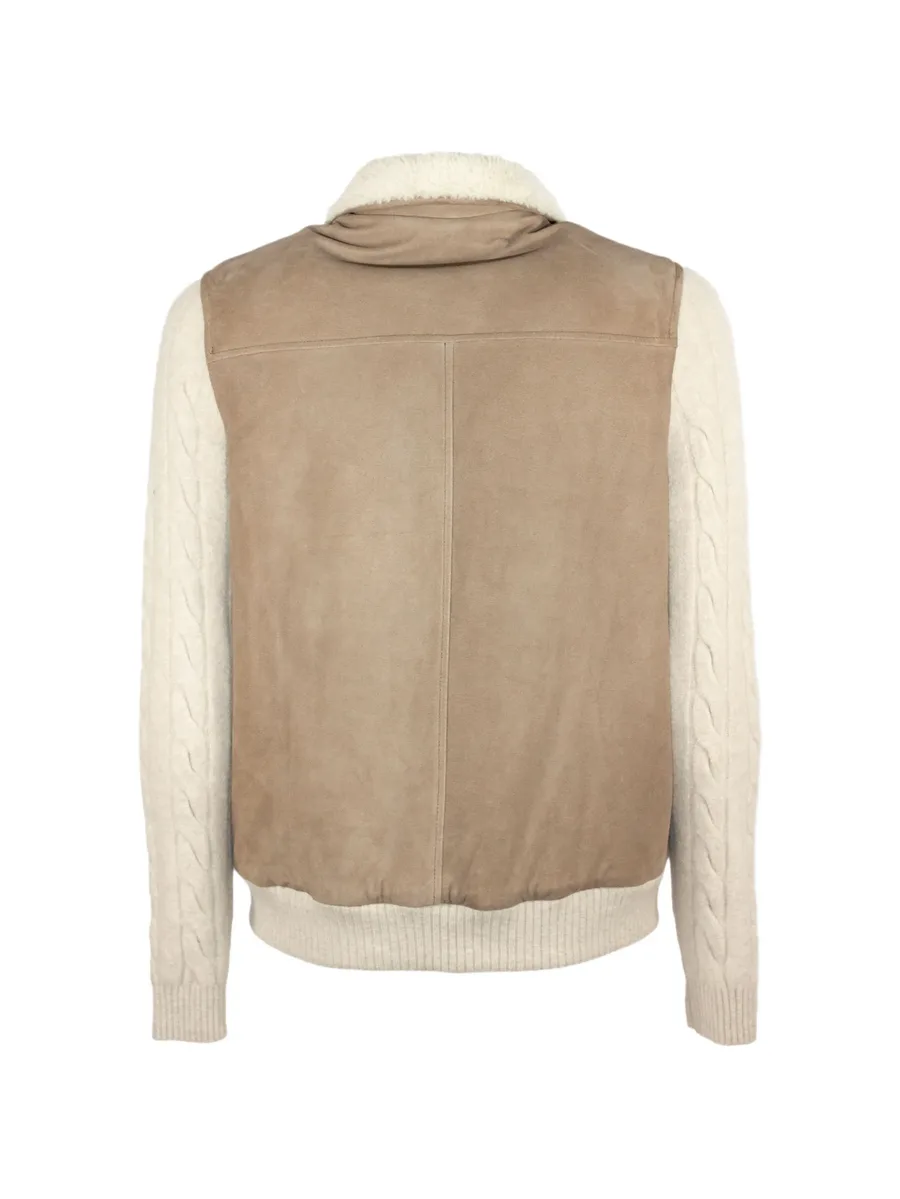 Arena cable-knit suede jacket 2