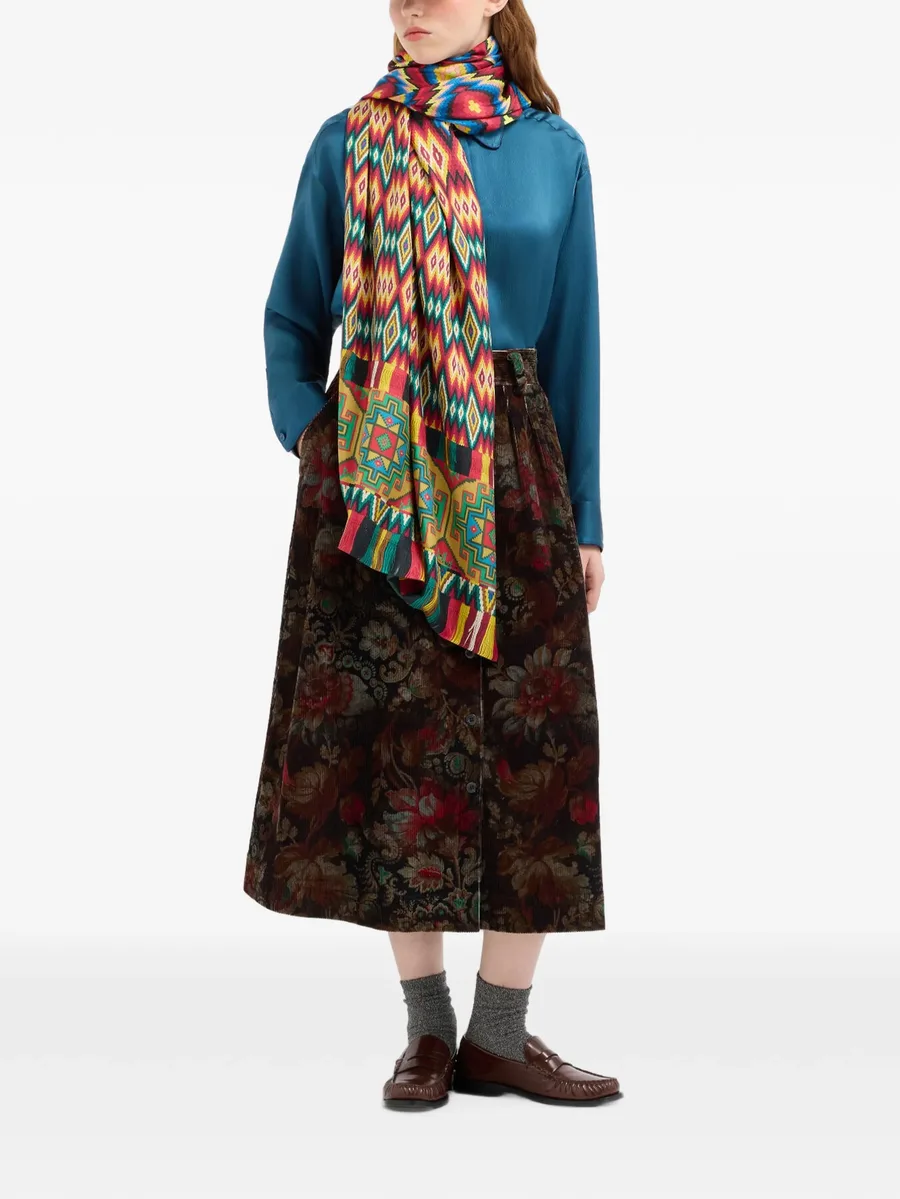 floral-print corduroy skirt 2