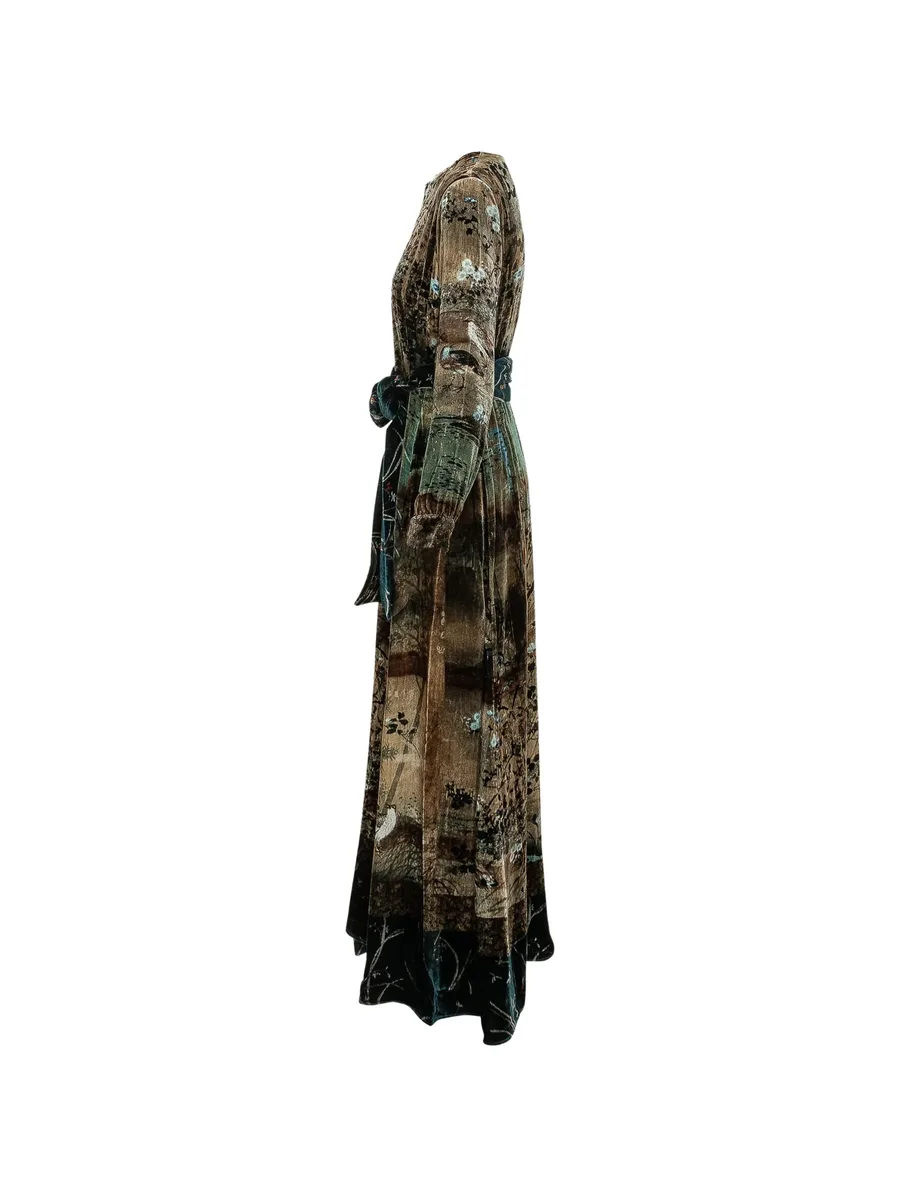Kanpur landscape-print velvet maxi dress 3