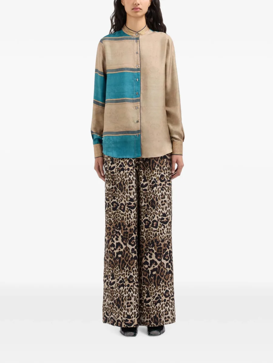 stripe-motif silk shirt 2