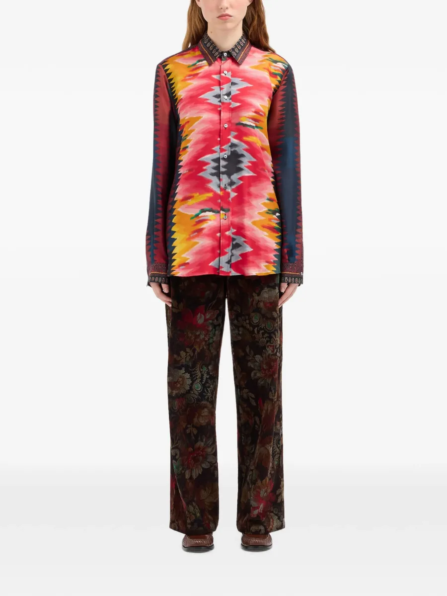 Aloe geometric-print silk shirt 2