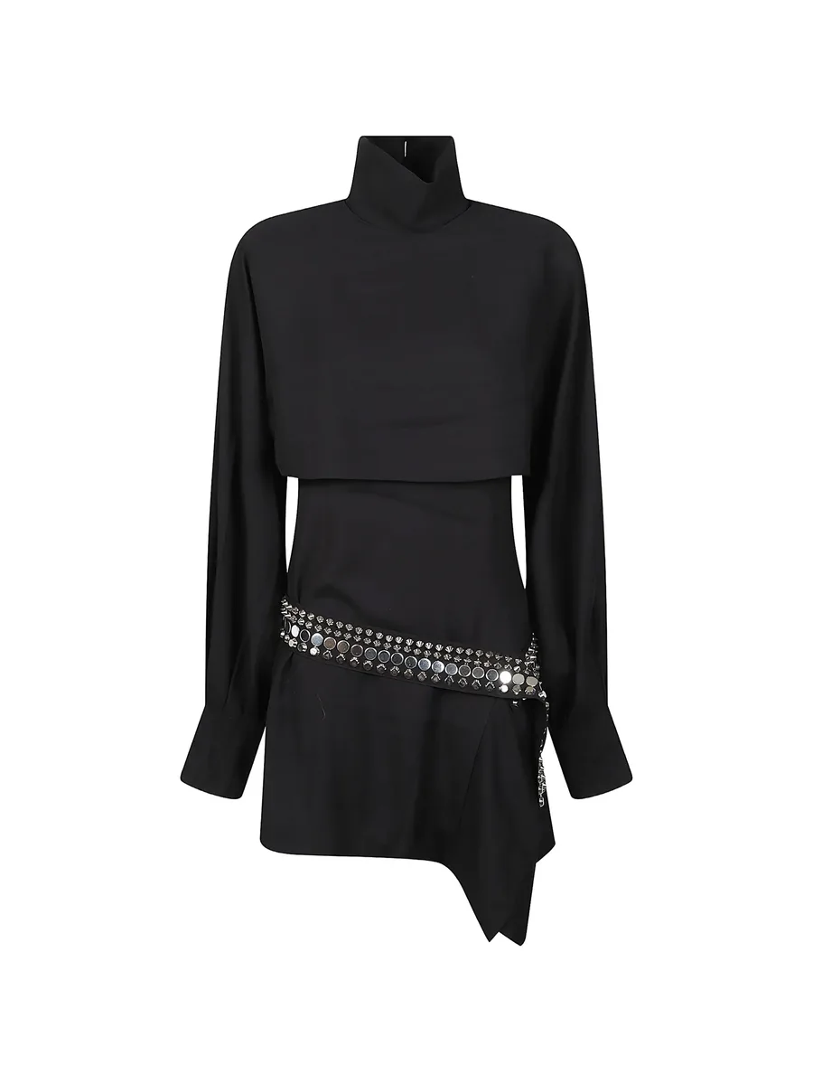studded layered-detail midi dress 1