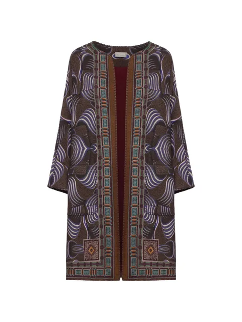 Pancake geometric-print kimono