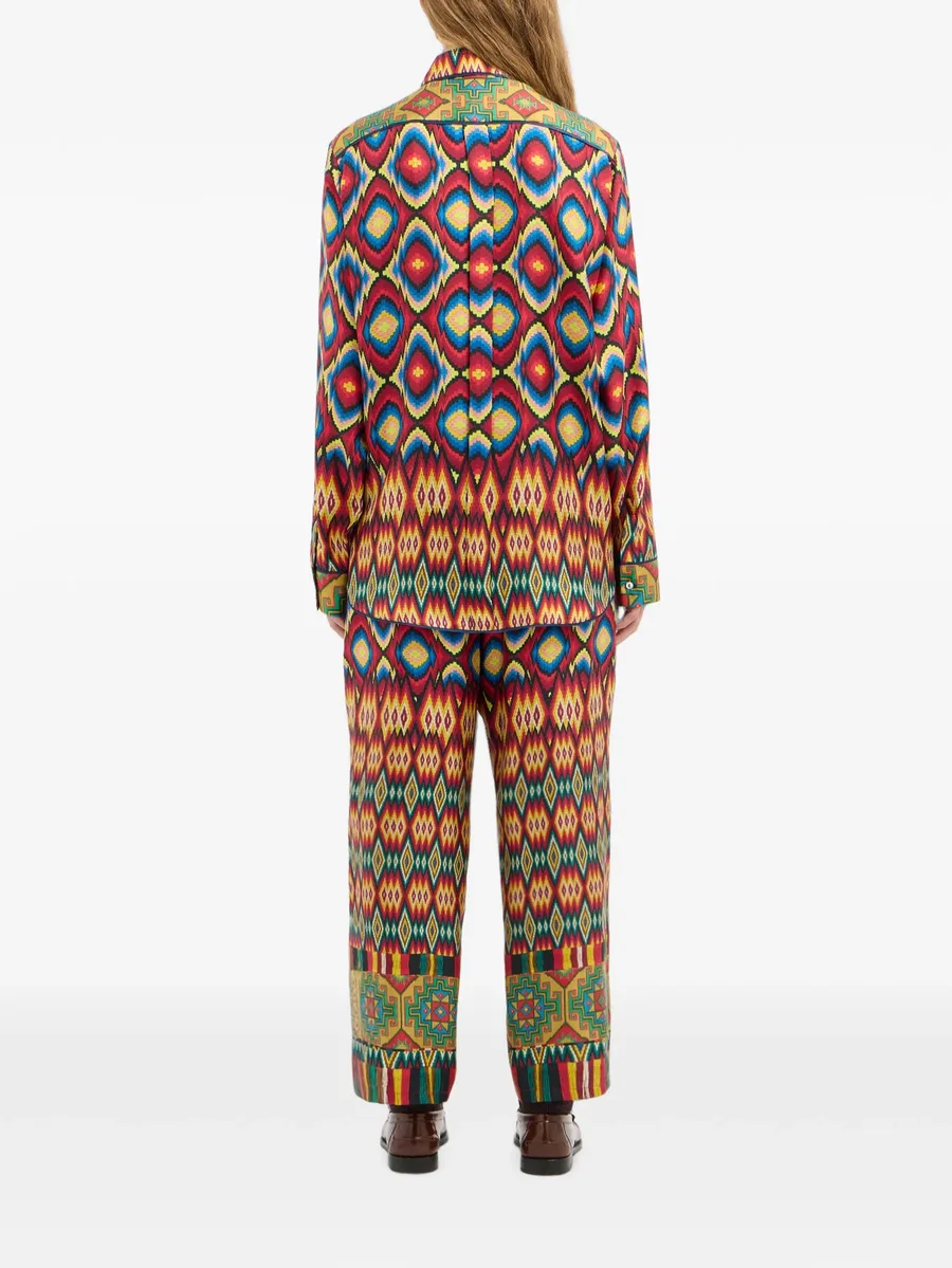 Aloe geometric-print silk shirt 4