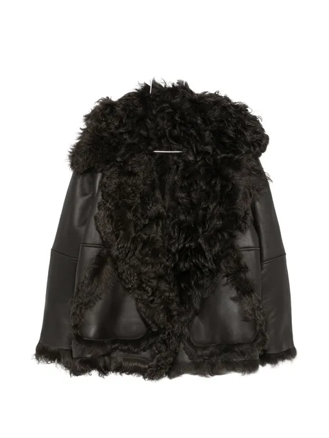 shearling-trim leather jacket