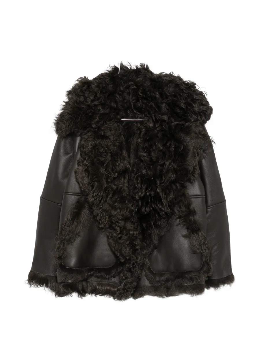 shearling-trim leather jacket 1