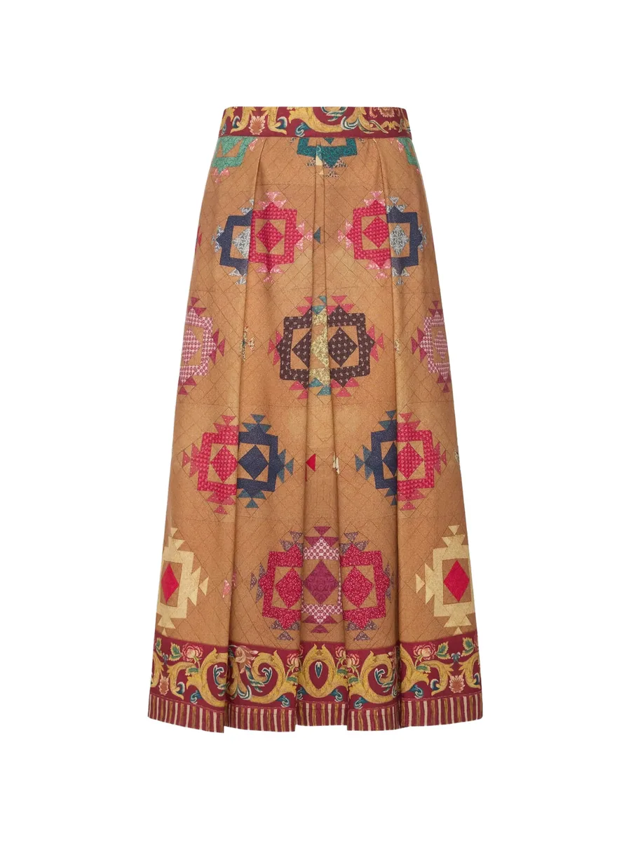 Beatex geometric-motif pleated midi skirt 1