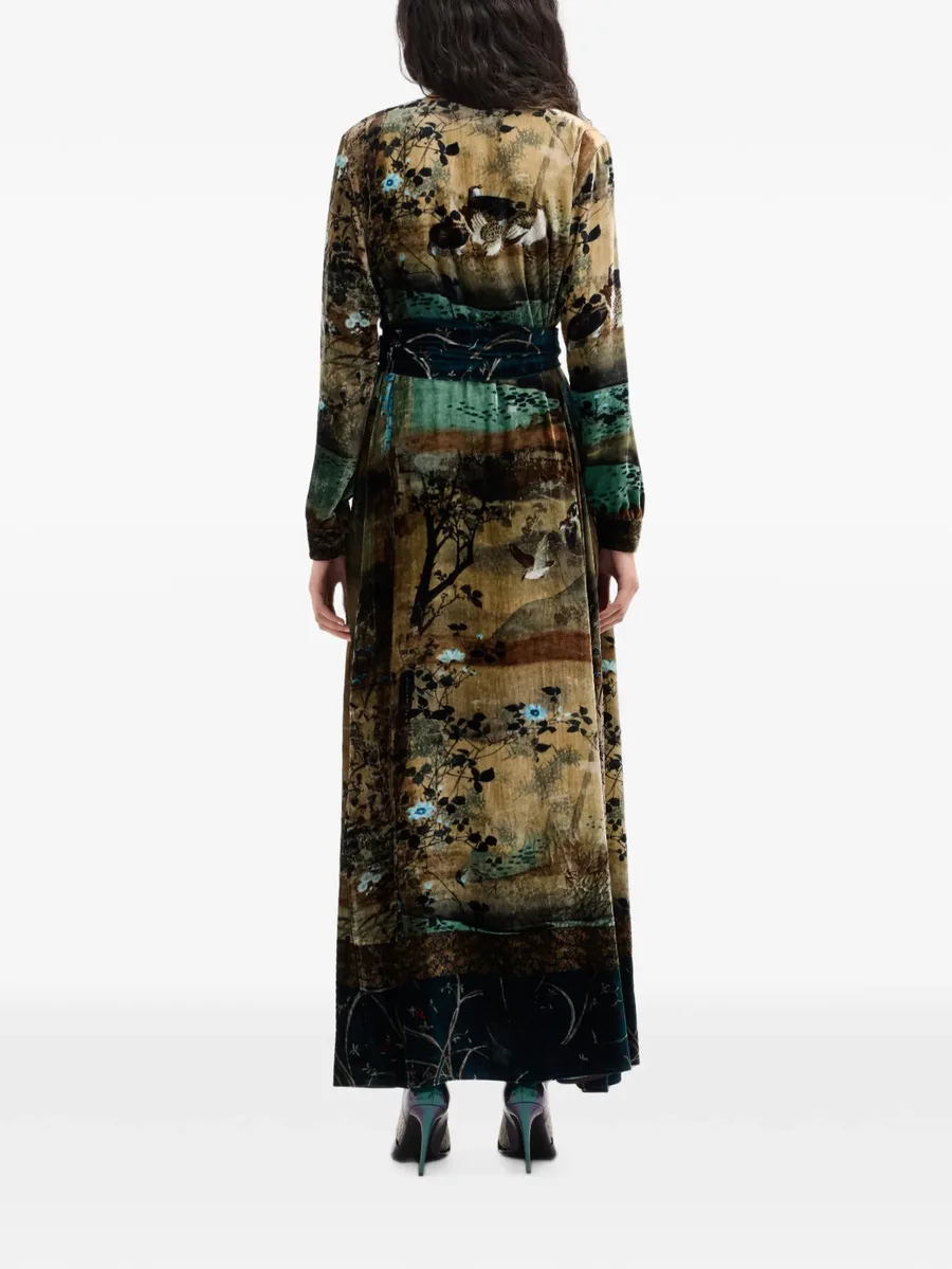 Kanpur landscape-print belted maxi dress 4