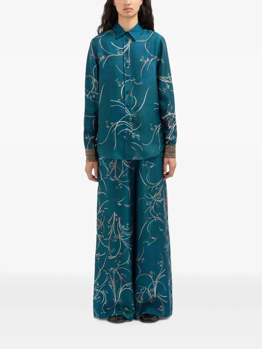 Aloe botanical-print silk shirt 3
